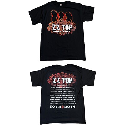 ZZ TOP 2014 Tour T Shirt Men s Sz L Black Double Sided Official Merch NWOT NOS