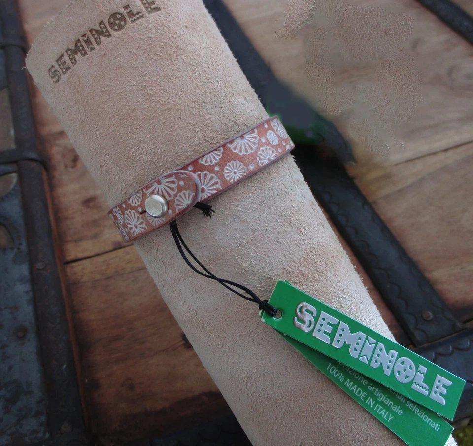 bracciale in pelle marrone polsino fatto a mano braccialetto in cuoio surfista - Immagine 4 di 4