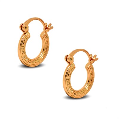 Klassische griechische Schlüssel Stil kleine Creolen für Damen 18kt Gold gefüllt diskret.