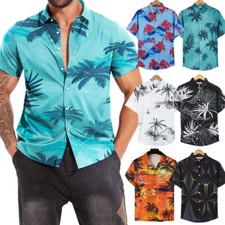 Mens Hawaiian Shirts Unisex Summer Beach Casual Button Down Shirts Short Sleeve