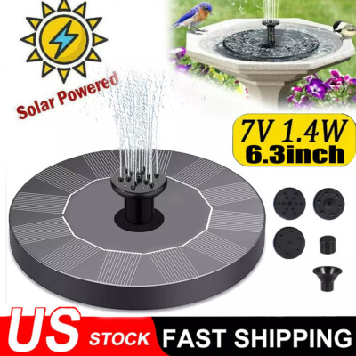 Solar Power Bird Bath Fountain Pump Upgrade 1.4W Solar Fountain With 4 Nozzle