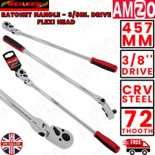 Neilsen 3/8" Drive Flexi Head Ratchet Wrench Extra Long 72 Tooth Quick Release