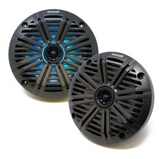 Kicker KM614L LED 6.5 Marine Speakers with Charcoal Closed Grill 2 Speakers