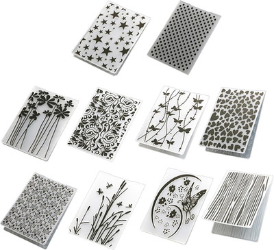 10 Stück Prägeschablonen für Kartenherstellung, Kunststoff Prägefolder Embossing