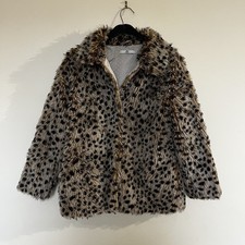 M&S Marks & Spencer Faux Fur Leopard Print Girls Coat - Age 11-12