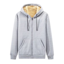 Mens Sherpa Fleece Fur Lined Winter Hoodie Warm Jacket Thick Hooded Full Zip UK
