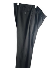Haggar Classic Fit Eclo Stria Flat Front Black Dress Pants With A Buttoned Down