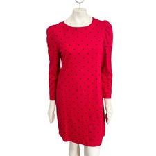 NWT OLD NAVY Long Sleeve Polka Dot Dress  Red Black  WOMEN'S MEDIUM
