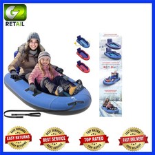 QPAU Snow Sled with Canvas Cover, 2 Person Inflatable Heavy Duty Snow Tu