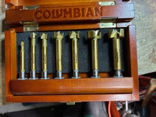 Columbian 7pc Titanium Coated Forstner Wood Bit Set - Wood Case Lightly Used