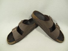 Birkenstock Brown Leather Open Toe Sandals Adjustable Buckles Read Description