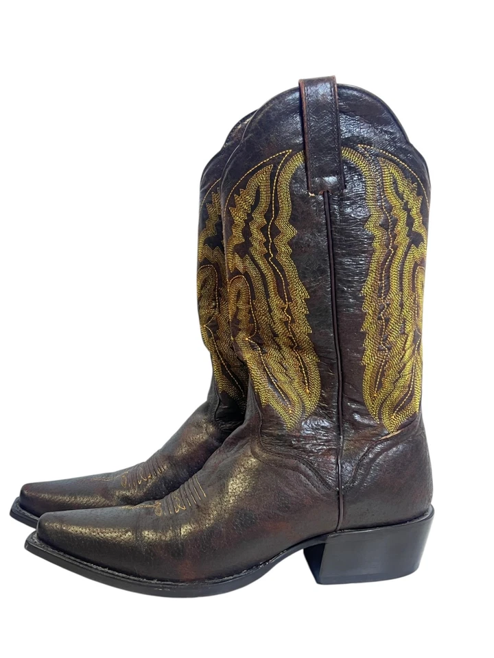 Botas de Vaquero JB Dillon Para Hombre Talla 8 EE Cuero Marrón Punta Occidental JBM2306 Foto 2 de 4