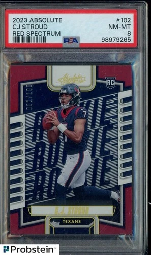 2023 Panini Absolute Red Spectrum #102 CJ Stroud RC Rookie 1/100 PSA 8 NM-MT