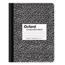 Oxford Marble Composition Book, 9 3/4 X 7 1/2 Inches, Wide Single White