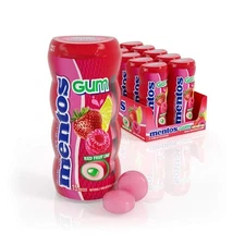 Mentos SugarFree Chewing Gum with Xylitol 15 Piece Bottle Bulk Pack of, Red 