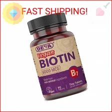 DEVA Vegan Biotin Supplement 6000 mcg – Easy-to-Swallow Vitamin B7, Tiny Tablets