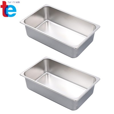 Commercial 6'' Deep Stainless Steam Table Pans Set of 2, Anti-Jam Catering Trays