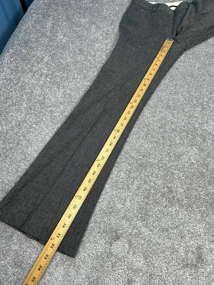 Theory Dress Pants Womens 2 Gray Wool Stretch Low Rise Wide Leg Formal Oxford - Image 2 of 4