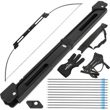 55    Folding Bow &Arrow Set 55LB Aluminum Alloy Riser Archery Longbow Recurve Bow