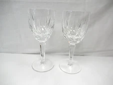 Pair of Waterford Crystal Kildare Claret Wine Glass Flute Stems 6 1/2" Perfect!