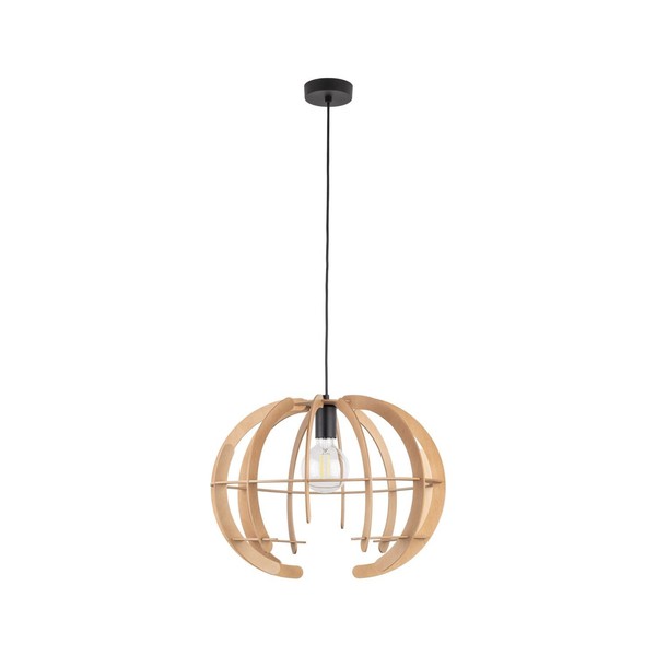HäNgeleuchte HäNgelampe Holz Ø 46 Cm H: Max. 160 Cm Verstellbar E27 Wohnzimmer-image
