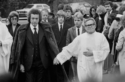 English actor Alan Lake holding hands a bishop son Jason Lake atte- Old Photo