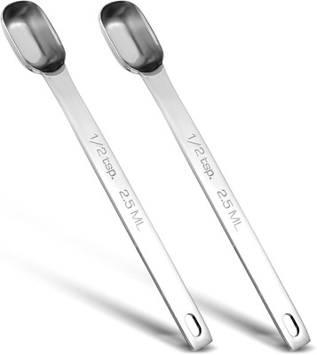 2 Stück Edelstahl Messlöffel, 2,5 ML Teelöffel 1/2 TSP Einzelner Messlöffel Rech