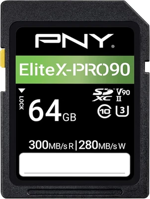 PNY 64GB Elitex-Pro 90 Klasse 10 U3 V90 UHS-II SD Flash Speicherkarte