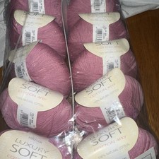 Sirdar Luxury Soft Pure Cotton 4 Ply Yarn 50 g X 10 Raspberry
