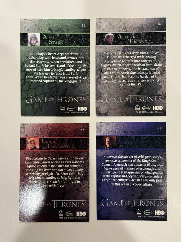 GAME OF THRONES | SEASON 1  Cards Rittenhouse 2012 w/portraits - Incomplete - Image 3 of 4