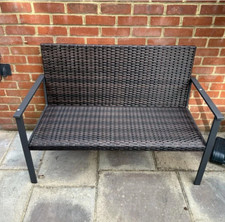 Rattan Garden Bench Outdoor Patio Furniture Small 2 Seater Metal Sofa Loveseat