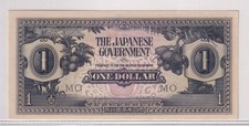 BANKNOTE JAPANESE GOVERNMENT MALAYA $1 OCCUPATION NOTE #155/14