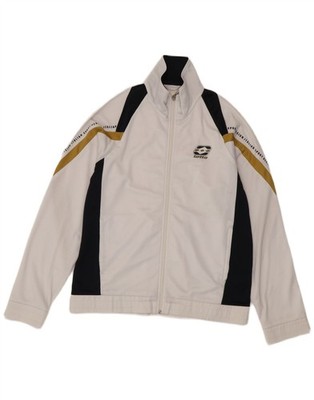 Lotto Mens Graphic Tracksuit Top Jacket Medium White Colourblock Polyester DM24