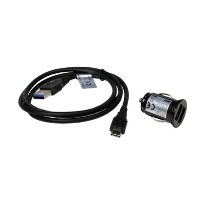 DUAL USB Kfz-Adapter+Kabel kompatibel mit Oppo A5 Pro 5G, USB 3.0, 2A, 1m
