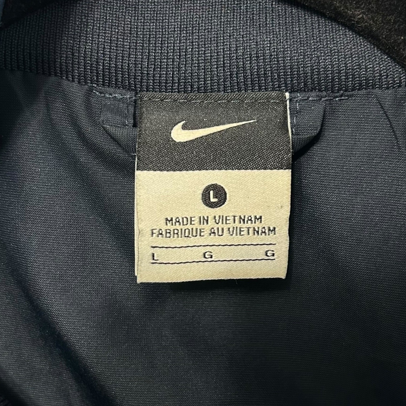 Nike Full Zip Windbreaker Jacket Men's Sz L Navy White Y2K Lined Retro Sporty thumbnail 4