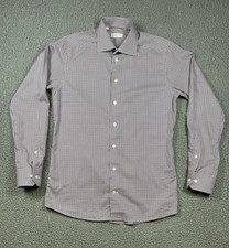 Eton Shirt Mens 15.75 Purple Brown Check Slim Fit Dress Button Front Long Sleeve