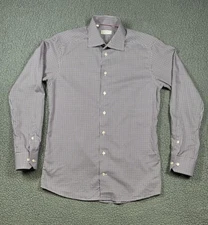 Eton Shirt Mens 15.75 Purple Brown Check Slim Fit Dress Button Front Long Sleeve