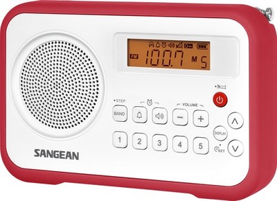 Sangean PR-D18RD Portable AM/FM Radio Protective Bumper White Red