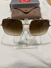 Ray-Ban 1971 SQUARE CLASSIC Woman Gold Brown Gradient Rb1971 Sunglasses 54-19