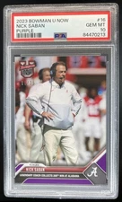 2023 Bowman U Now Nick Saban PURPLE Parallel /25 PSA 10 POP 1 Alabama #16