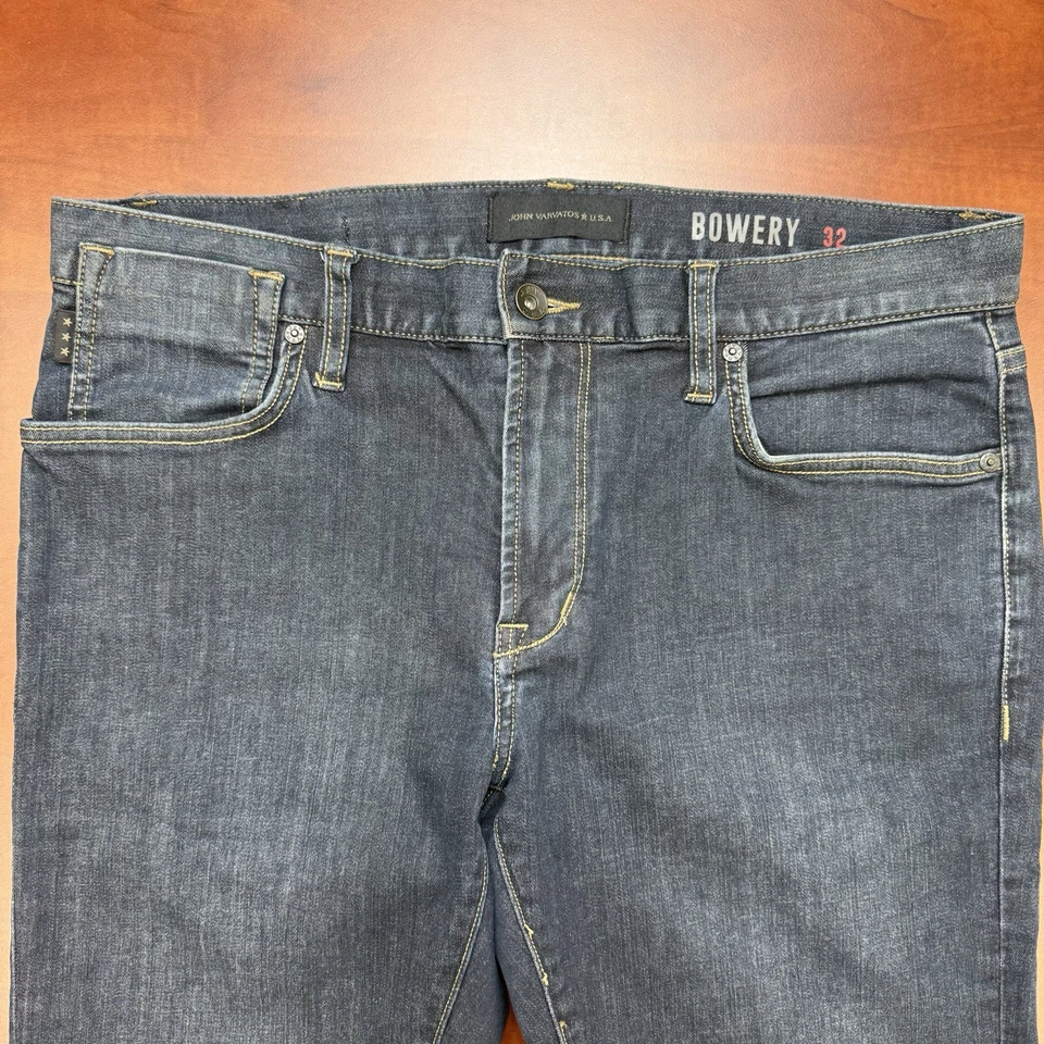 John Varvatos Bowery Jeans Men’s 32 Straight Leg Stretch Dark Wash Blue Denim - Image 2 of 4