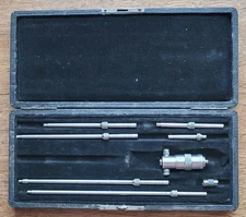 Vintage L. S. Starrett Inside Micrometer Set w/(6) Rods & Case