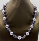 East Purple Faux Pearl Beaded Necklace Statement Adjustable Chain