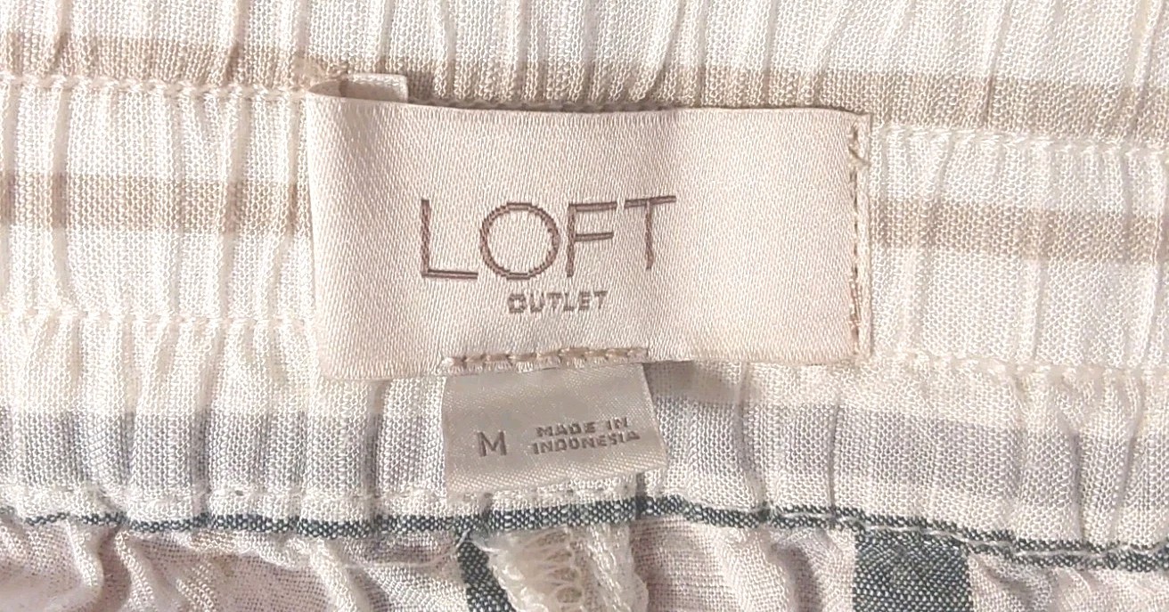 LOFT Pull On Wide Leg Crop Pants Ivory Gray Strip… - image 2
