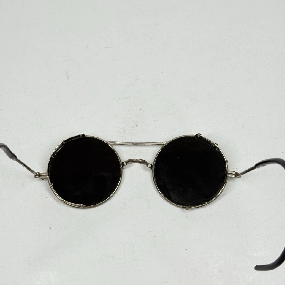 Antique Welding Motorcycle Glasses Steampunk Green Glass 6 3/4 GO5HT - Image 3 of 4