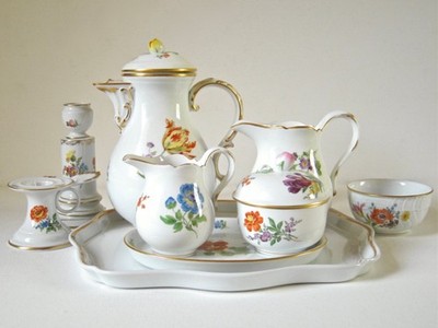 Meissen & German Porcelain 9pc Coffee Service etc early-1900's