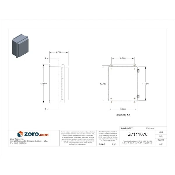 Carcasas eléctricas con candado Wiegmann Hw-Rhj121006chqr, 11,79 pulgadas H, Foto 3 de 3