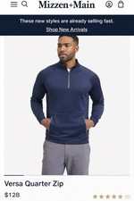 Mizzen Main Versa 1/4 Zip Stretch Performance Sweater-L-NWOT-MSRP 128 -Excellent