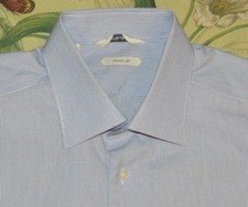 SUITSUPPLY Traveller Blue White Striped Long Sleeve Dress Shirt 41 - 16 Long