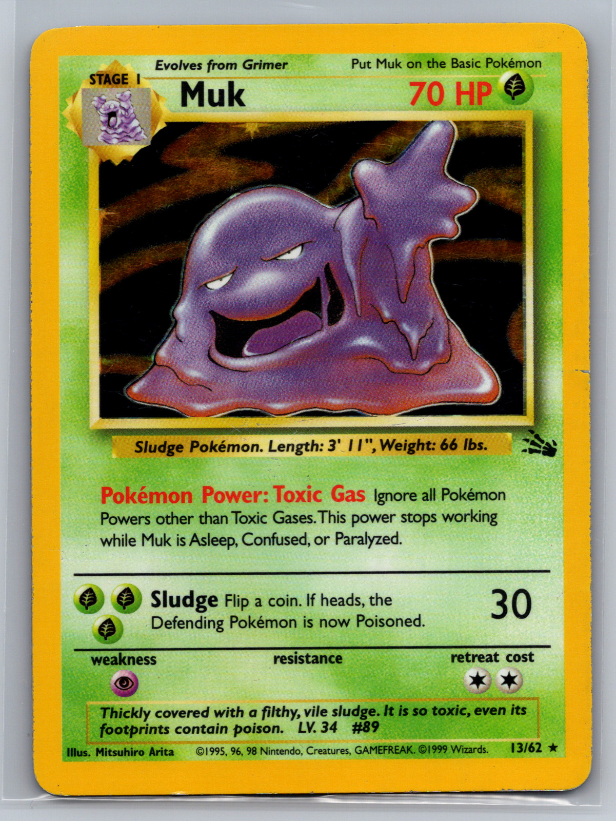Pokemon Card Muk 13/62 Fossil HOLO RARE - MP